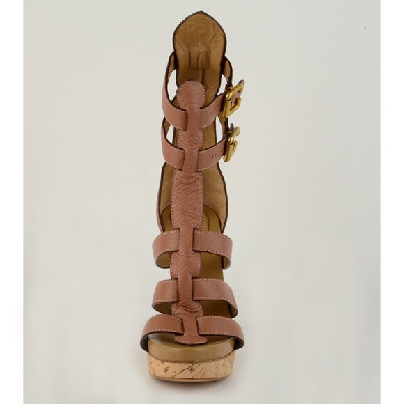 CHLOE SHOES STRAPPY LEATHER PADDINGTON SANDALS GLADIATOR CORK sz 40 9.5 - Picture 5 of 12